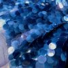 Tesatura plina cu paiete mari translucide pe suport de tulle elastic, Bleumarin/Albastru - imagine 7