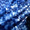 Tesatura plina cu paiete mari translucide pe suport de tulle elastic, Bleumarin/Albastru - imagine 5