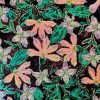 Tesatura brodata plina - design floral, Lila/Roz/Bleumarin