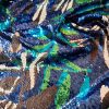 Tesatura cu paiete - design exotic, Albastru/Verde/Negru/Alb