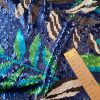 Tesatura cu paiete - design exotic, Albastru/Verde/Negru/Alb - imagine 3