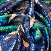 Tesatura cu paiete - design exotic, Albastru/Verde/Negru/Alb - imagine 2