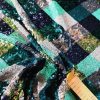 Tesatura cu paiete pe toată suprafața  - design romburi, Verde/Turcoaz/Auriu - imagine 5