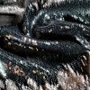 Tesatura cu paiete reversibile pe tulle elastic - design Snake skin, Negru