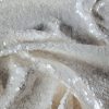 Tesatura cu broderie bogata de paiete pe suport de tulle elastic, Alb sidefat - imagine 6