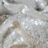 Tesatura cu broderie bogata de paiete pe suport de tulle elastic, Alb sidefat