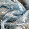 Tesatura cu paiete incolore - translucide pe suport de tulle elastic,  Bleu deschis - imagine 3