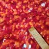 Tesatura plina cu paiete translucide pe suport de tulle elastic, Glossy Red - Orange - imagine 3