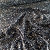 Tesatura plină cu paiete pe suport de catifea elastica neagră, Argintiu cu efect cromat