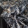 Tesatura plină cu paiete pe suport de catifea elastica neagră, Argintiu cu efect cromat - imagine 8