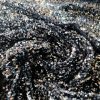 Tesatura plină cu paiete pe suport de catifea elastica neagră, Argintiu cu efect cromat - imagine 2