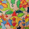 Tesatura din matase naturala - tip jacquard fin cu design suprarealist, Multicolor - imagine 10