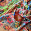 Tesatura din matase naturala - tip jacquard fin cu design suprarealist, Multicolor - imagine 6