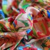 Tesatura din matase naturala - tip jacquard fin cu design suprarealist, Multicolor - imagine 3