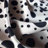 Tesatura dublu crepe din mătase naturala cu buline , Grej/Negru - imagine 6