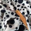 Tesatura dublu crepe din mătase naturala cu buline , Grej/Negru - imagine 8