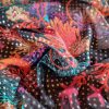 Jacquard din mătase naturala cu inserții de lurex - design Exotic,  Multicolor