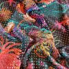 Jacquard din mătase naturala cu inserții de lurex - design Exotic,  Multicolor - imagine 2