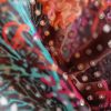 Jacquard din mătase naturala cu inserții de lurex - design Exotic,  Multicolor - imagine 3