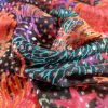Jacquard din mătase naturala cu inserții de lurex - design Exotic,  Multicolor - imagine 9