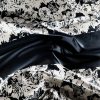 Tesatura jacquard tip panou cu fata dubla - design floral , Ivoire Negru