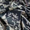 Tesatura jacquard tip panou cu fata dubla - design floral , Ivoire Negru - imagine 3