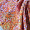 Tesatura plina din matase naturala , tip mikado - design floral,  Portocaliu Violet - imagine 4