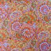 Tesatura plina din matase naturala , tip mikado - design floral,  Portocaliu Violet - imagine 5