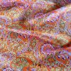 Tesatura plina din matase naturala , tip mikado - design floral,  Portocaliu Violet - imagine 7
