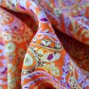 Tesatura plina din matase naturala , tip mikado - design floral,  Portocaliu Violet - imagine 2