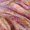 Tesatura plina din matase naturala , tip mikado - design floral,  Portocaliu Violet - imagine 3