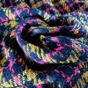 Stofa cu caroiaj - design fantezie,  Cyclamen/Negru/Galben - mustar