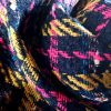 Stofa cu caroiaj - design fantezie,  Cyclamen/Negru/Galben - mustar - imagine 7