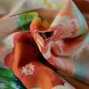 Stofa premium din matase naturala - design floral,  Roz/Verde/Galben - imagine 2
