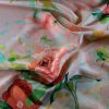 Stofa premium din matase naturala - design floral,  Roz/Verde/Galben - imagine 6