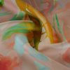 Stofa premium din matase naturala - design floral,  Roz/Verde/Galben - imagine 7