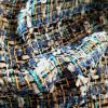 Stofa fantezie cu fir discret de lurex, Bleu, Argintiu, Alb, Galben