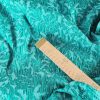 Tesatura Brocart din matase naturala  cu elastan - design floral usor reliefat, Verde - Turcoaz - imagine 3