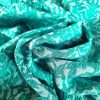 Tesatura Brocart din matase naturala  cu elastan - design floral usor reliefat, Verde - Turcoaz - imagine 2