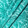 Tesatura Brocart din matase naturala  cu elastan - design floral usor reliefat, Verde - Turcoaz - imagine 4