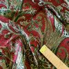 Brocart royal cu inserții lurex - design floral,  Rosu BurgundiAuriuArgintiu - imagine 5
