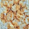 Tesatura brodata cu efect 3D pe suport de tulle imprimat floral, Galben - imagine 2