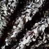 Tesatura bogată cu broderie aplicată 3D - design floral, Negru - imagine 3