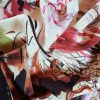 Tesatura crepe de chine din matase naturala -  design floral pictural, Bej Maro Rosu Verde - imagine 8