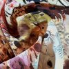 Tesatura crepe de chine din matase naturala -  design floral pictural, Bej Maro Rosu Verde - imagine 6