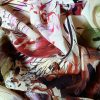 Tesatura crepe de chine din matase naturala -  design floral pictural, Bej Maro Rosu Verde - imagine 2