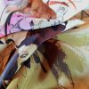 Tesatura crepe de chine din matase naturala -  design floral pictural, Bej Maro Rosu Verde - imagine 4