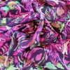 Tesatura din matase naturala -  crepe de chine cu design floral exotic, Cyclamen Verde - imagine 6