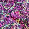 Tesatura din matase naturala -  crepe de chine cu design floral exotic, Cyclamen Verde - imagine 7