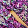 Tesatura din matase naturala -  crepe de chine cu design floral exotic, Cyclamen Verde - imagine 3
